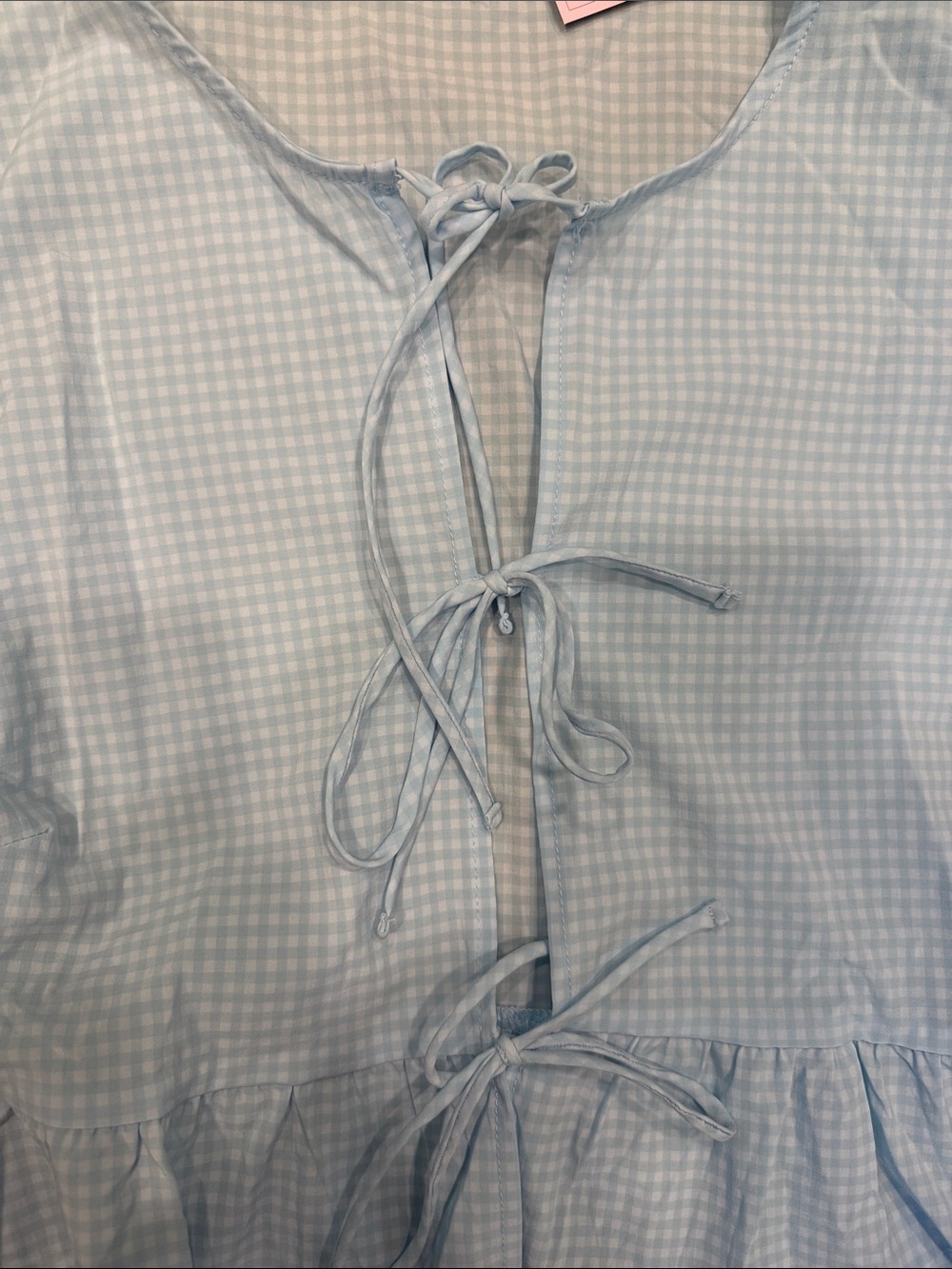wild fable Light Blue Gingham Tie-Front Peplum Blouse - Picture 2 of 4